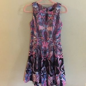 Multi colored fit and flair dress women’s size 4